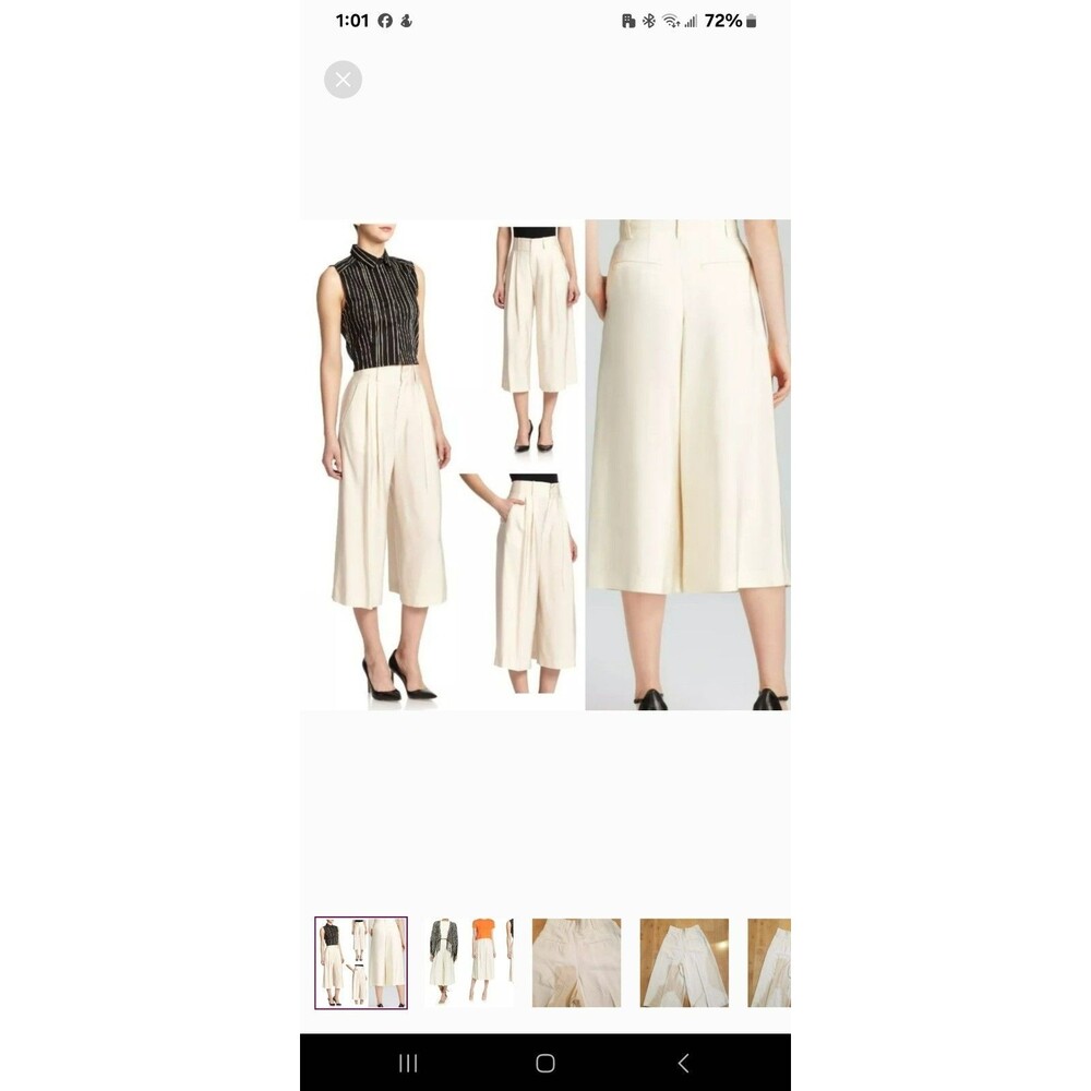 Alice + Olivia Ken Pleated Culottes Palazzo Gaucho Size 4 Natural